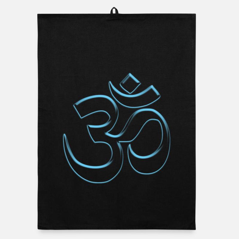 Cool Buddhism Om sign blue see through Organic dish towel