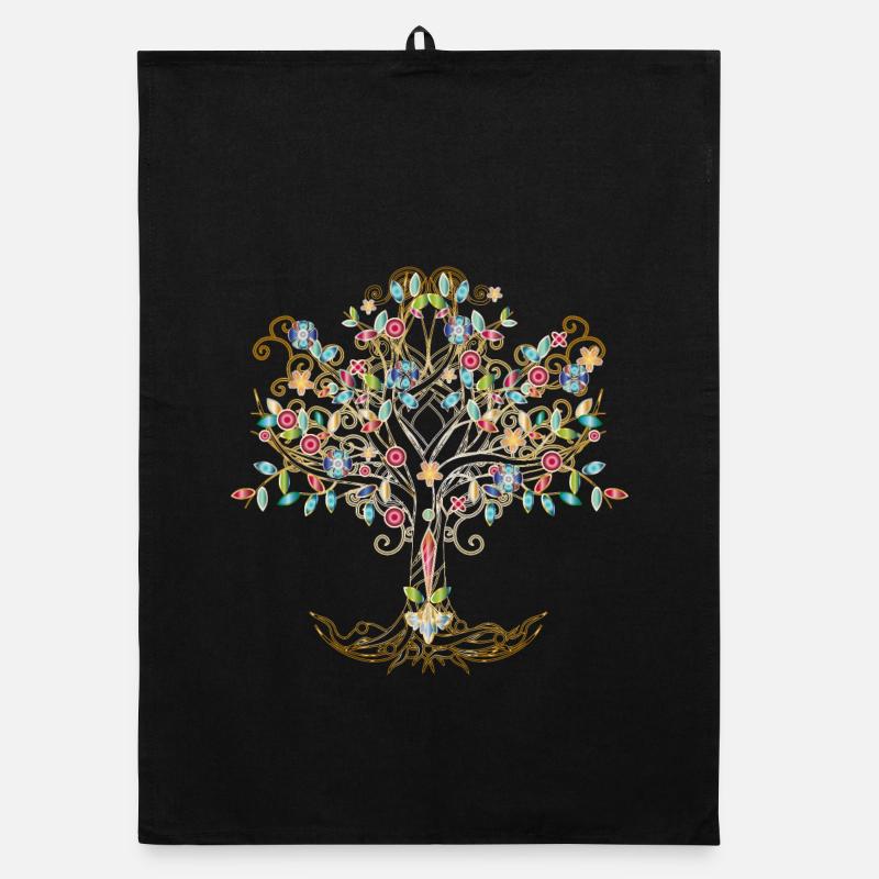 imaginative tree in metallic colors Organic dish towel