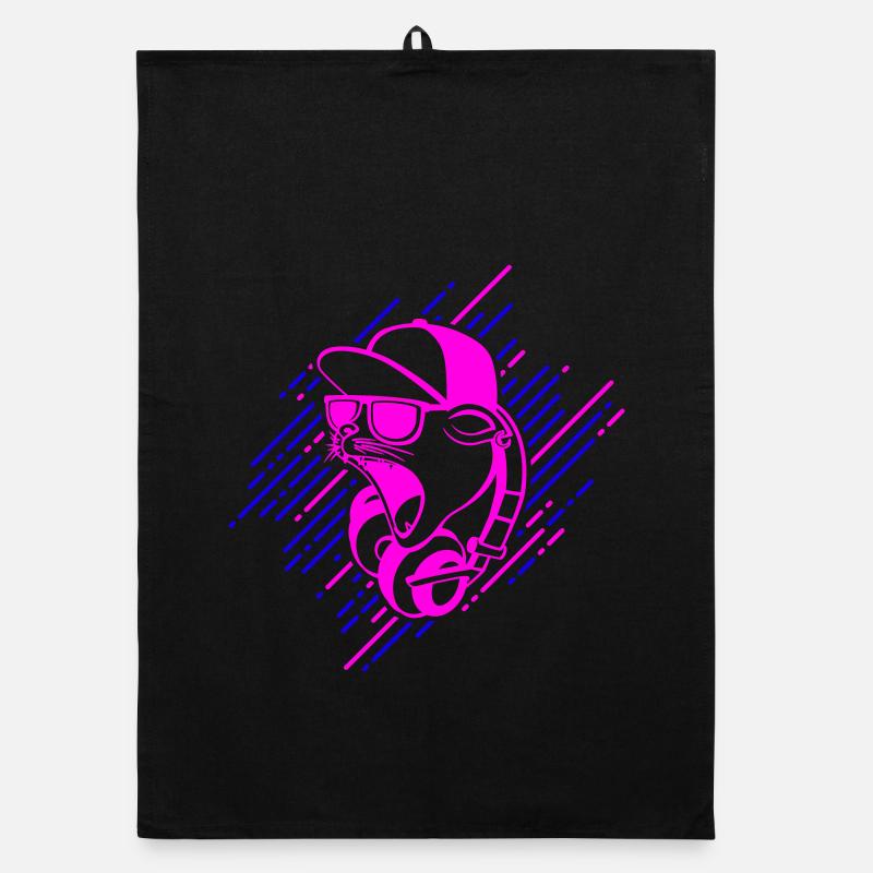 Chat cool avec des écouteurs Torchon bio