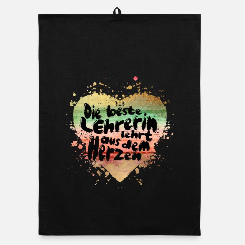 Lehrerin vom Herzen – Herzfarben Design Organic Geschirrtuch