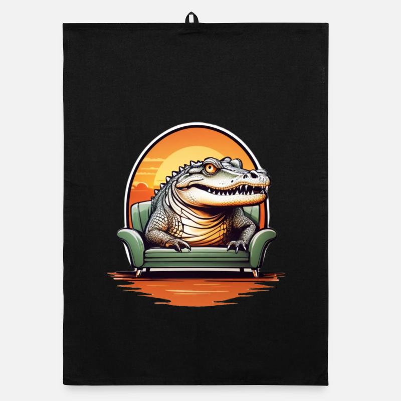 Alligator on sofa Organic dish towel