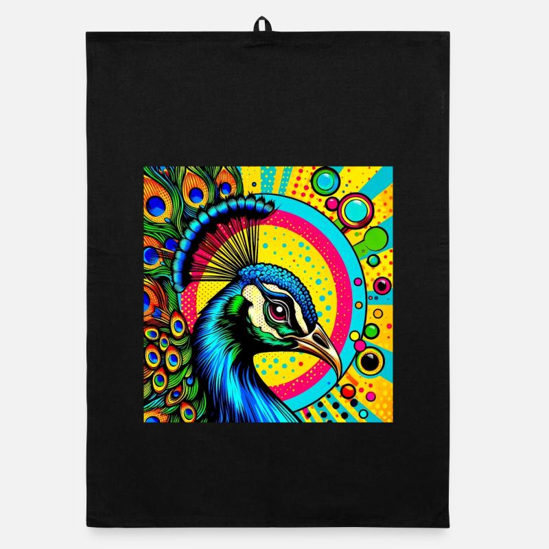 Peacock Pop Art Organic dish towel
