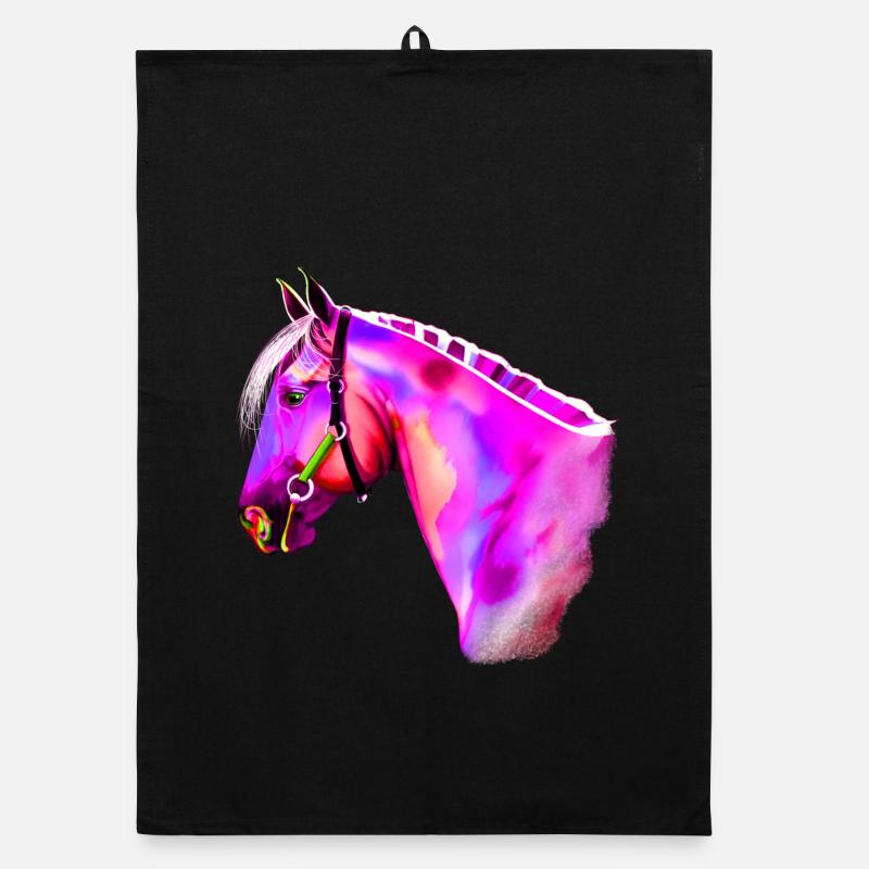 Neon-Pferdekopf Aquarell Organic Geschirrtuch