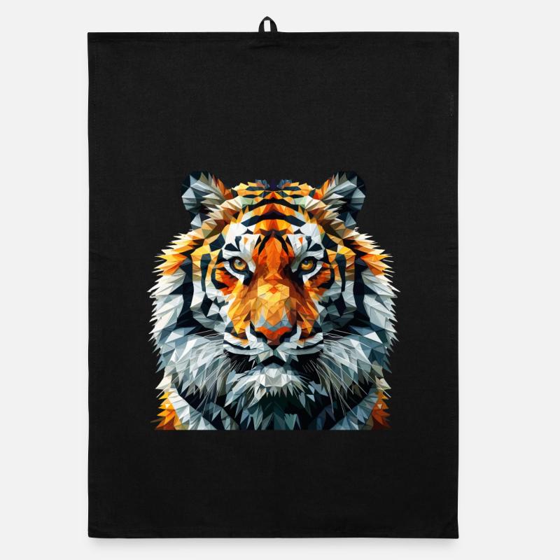 Impression d’art géométrique tête de lion Torchon bio