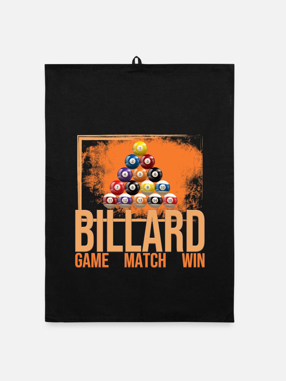 Game - Match - Win - Billard - Organic Geschirrtuch - Schwarz - Vorne