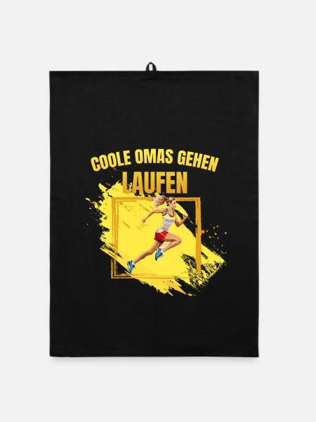 Coole Omas gehen Laufen - Organic Geschirrtuch - Schwarz - Vorne