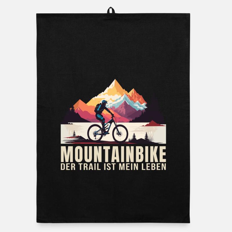 MTB - Der Trail ist mein Leben - Organic Geschirrtuch - Schwarz
