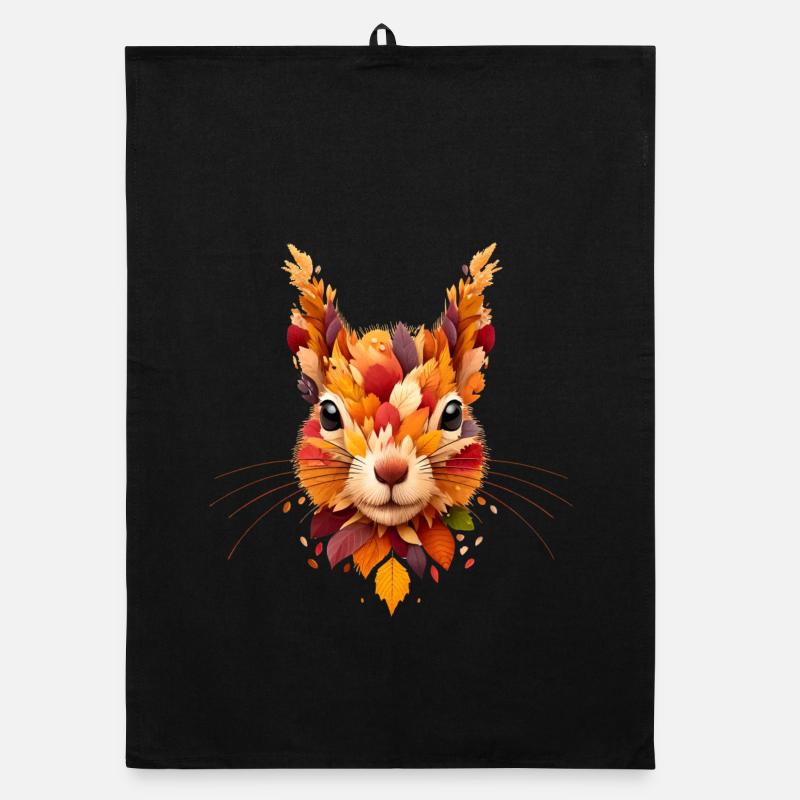 Écureuil, conçu à partir de différentes feuilles Torchon bio