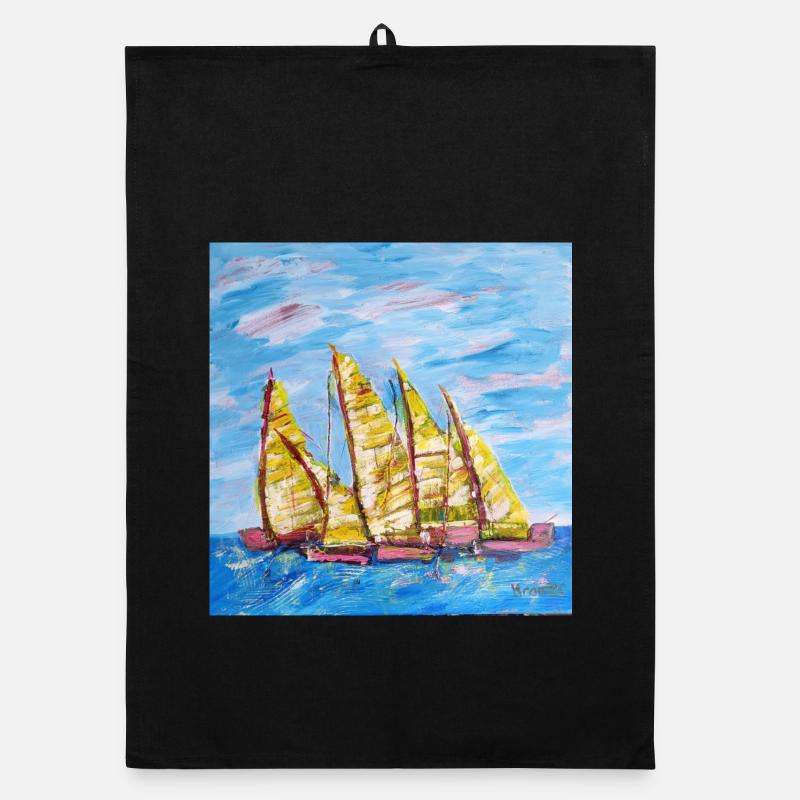 Fjordboot Segelregatte - Organic Geschirrtuch - Schwarz