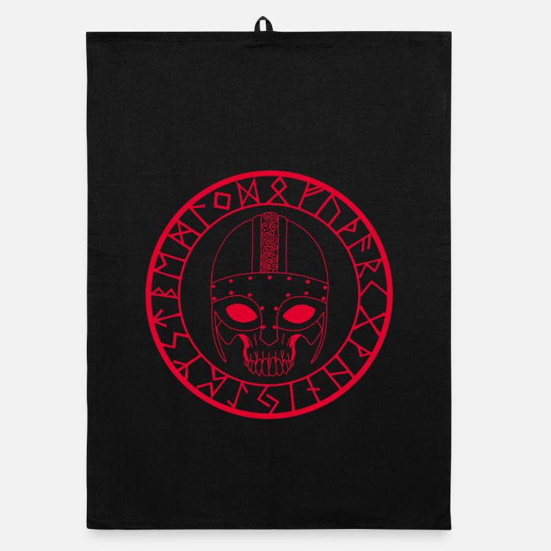 Wikinger Schädel (Rot) Organic Geschirrtuch