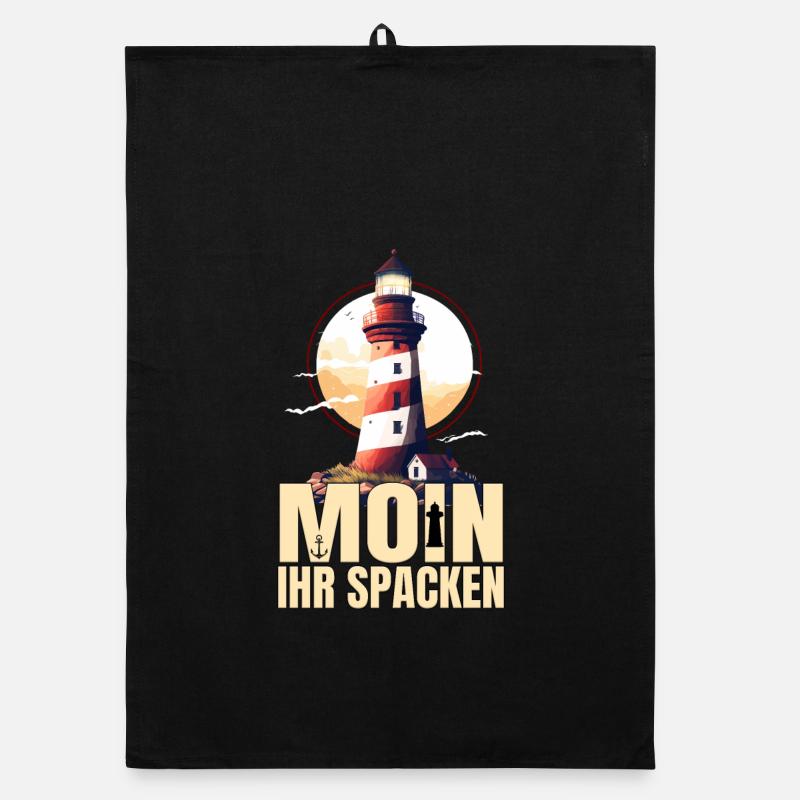 Moin ihr Spacken - Organic Geschirrtuch - Schwarz