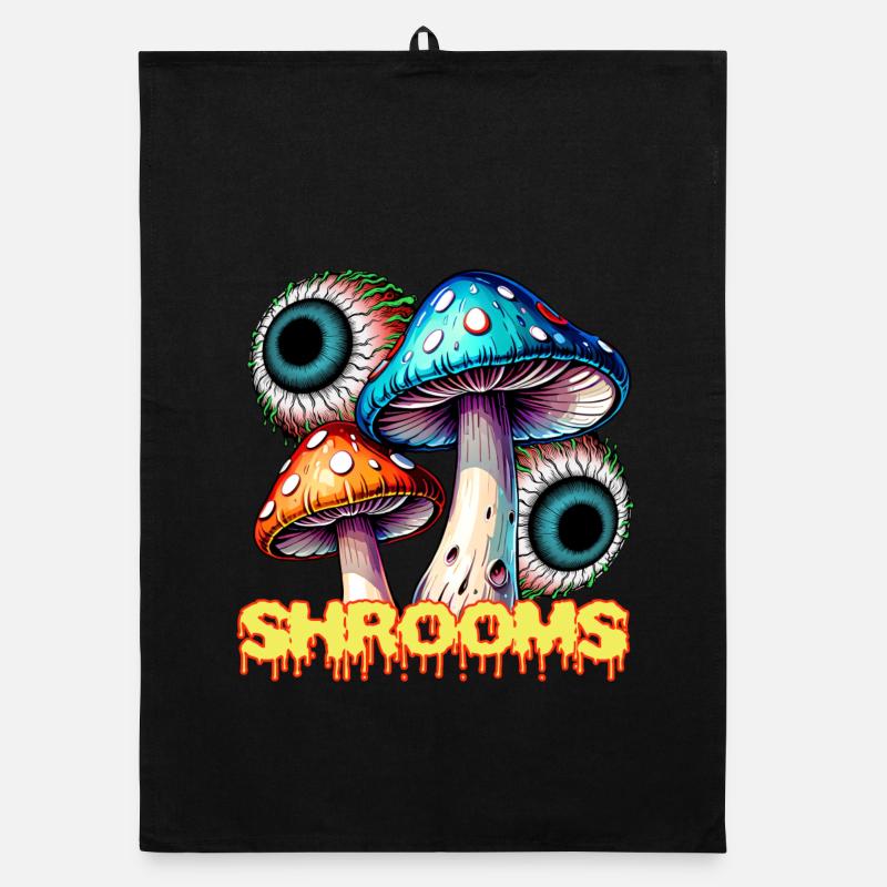 Champignons Psychédéliques Illusion Oeil Art Torchon bio