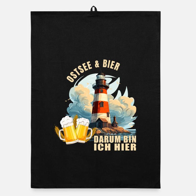 Ostsee und Bier, darum bin ich hier Organic Geschirrtuch