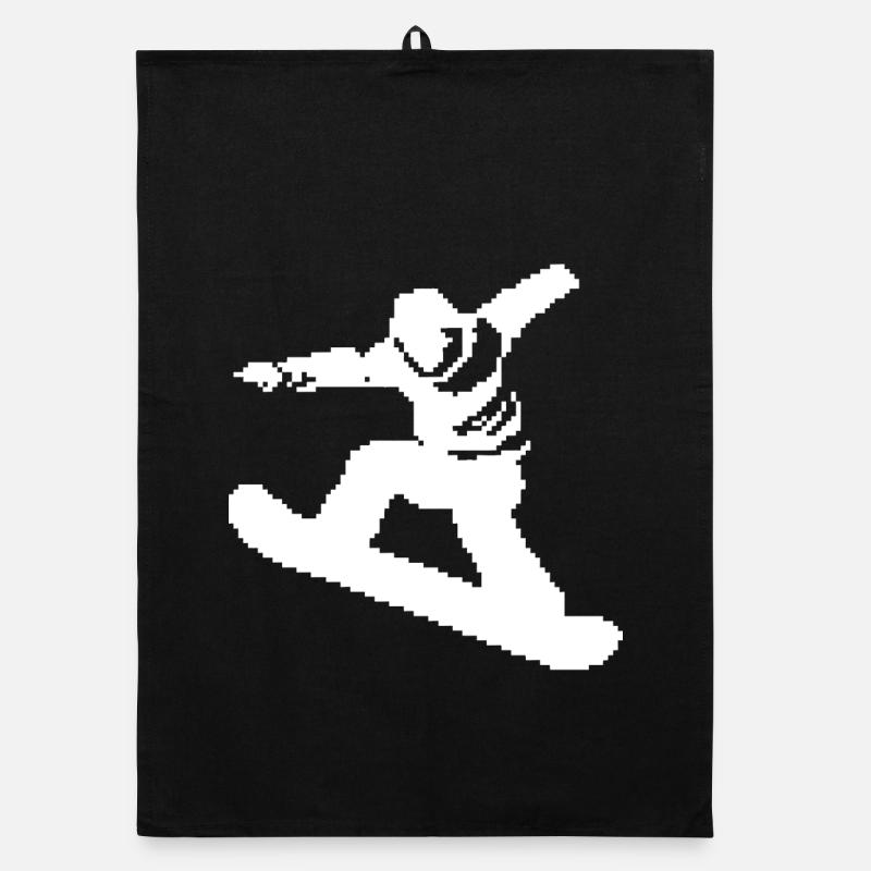 Graphique Pixel Snowboarder Torchon bio