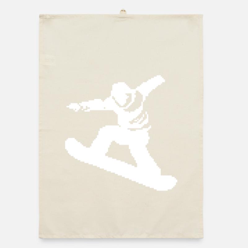 Snowboarder Pixel Graphic Organic dish towel