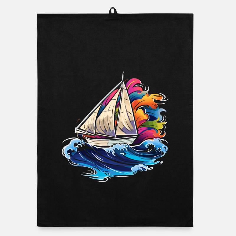 Sailing Synthwave Organic dish towel