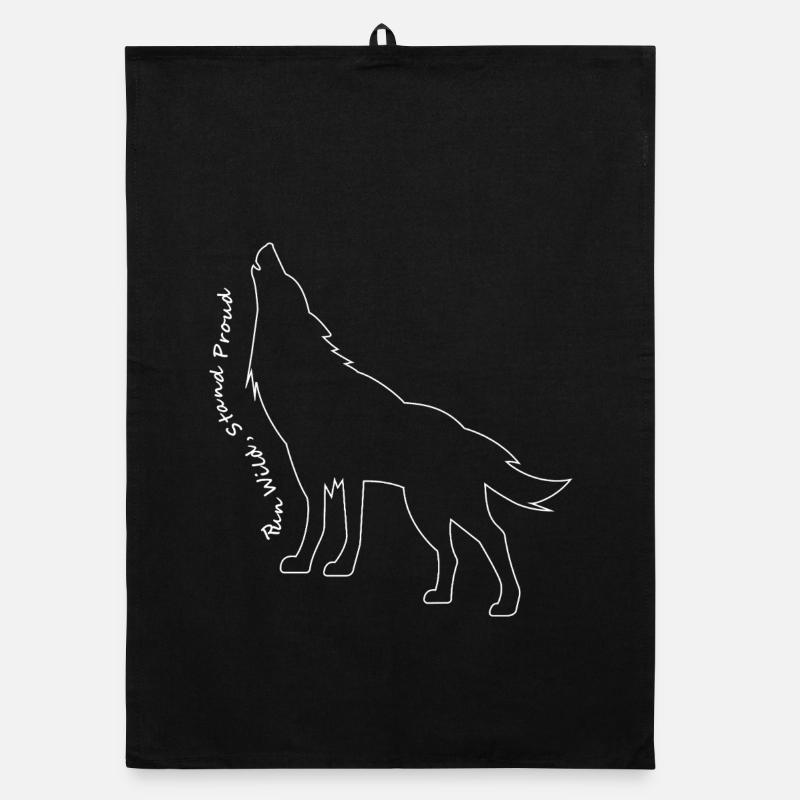 Loup hurlant Ligne Art Design Torchon bio