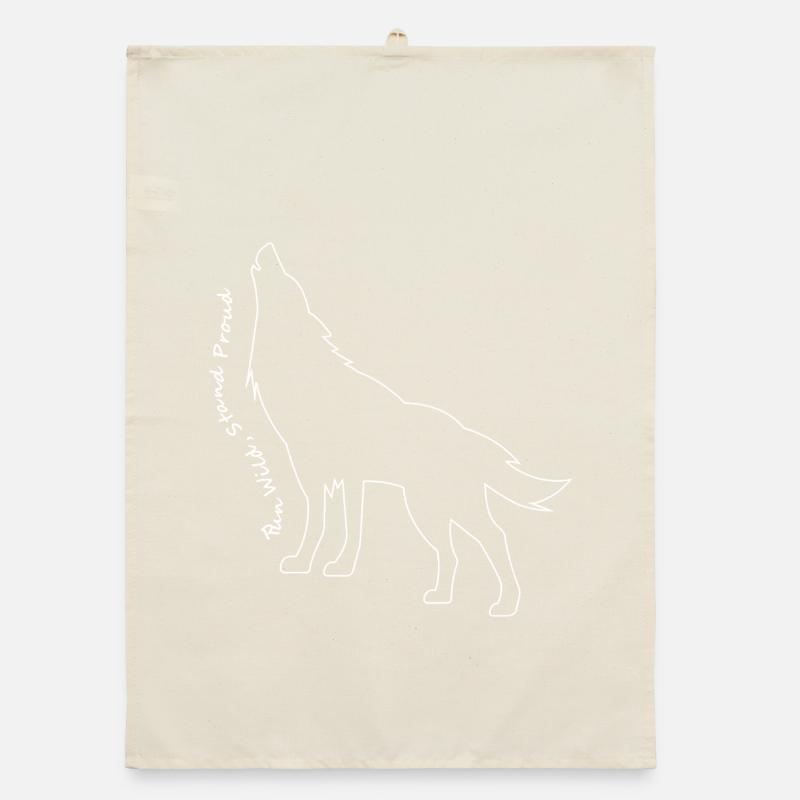 Howling Wolf Line Art Design Organic dish towel