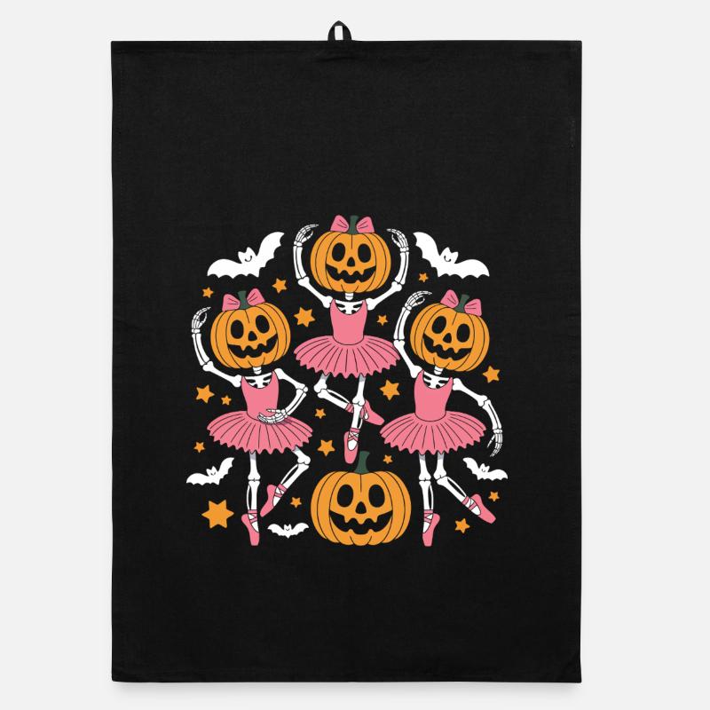 Pumpkin Ballet Halloween Dancers Organic dish towel
