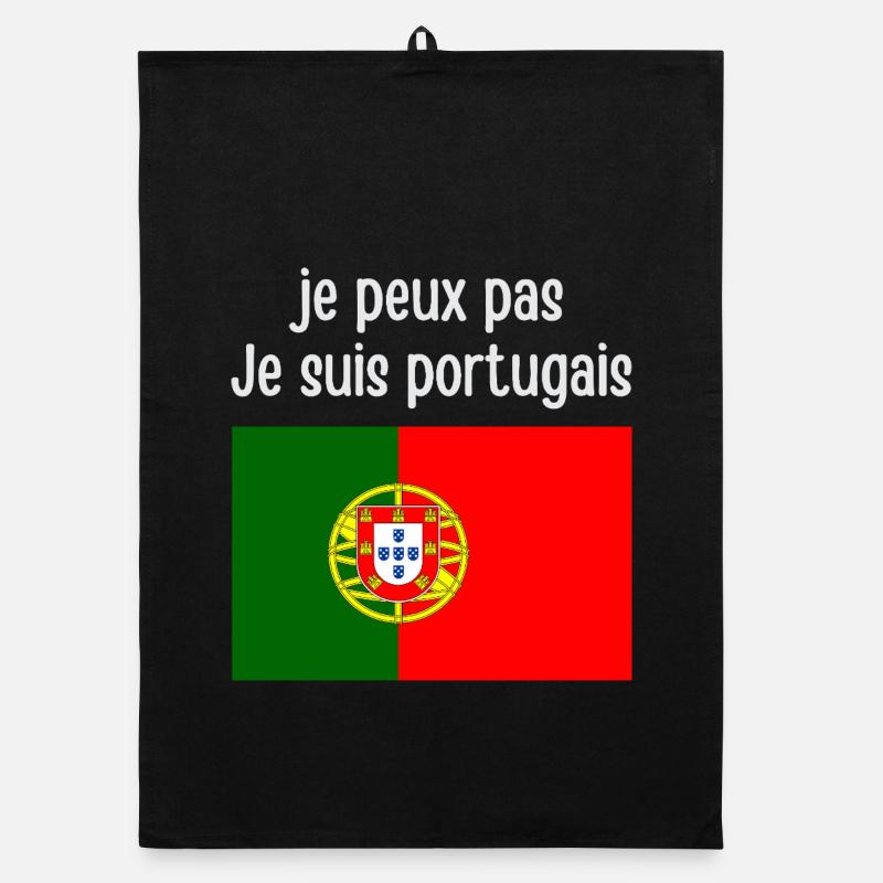 Fierté Portugaise en Texte et Drapeau Torchon bio
