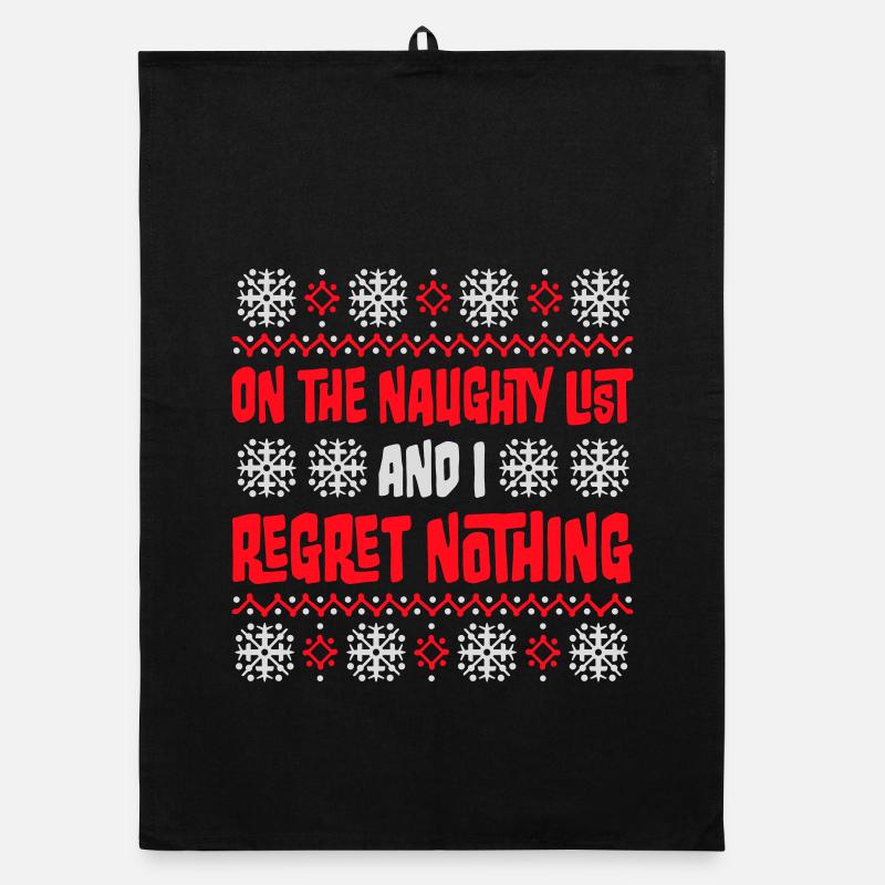 Sur la liste des vilains et ne regrette rien XMas Spruch Torchon bio