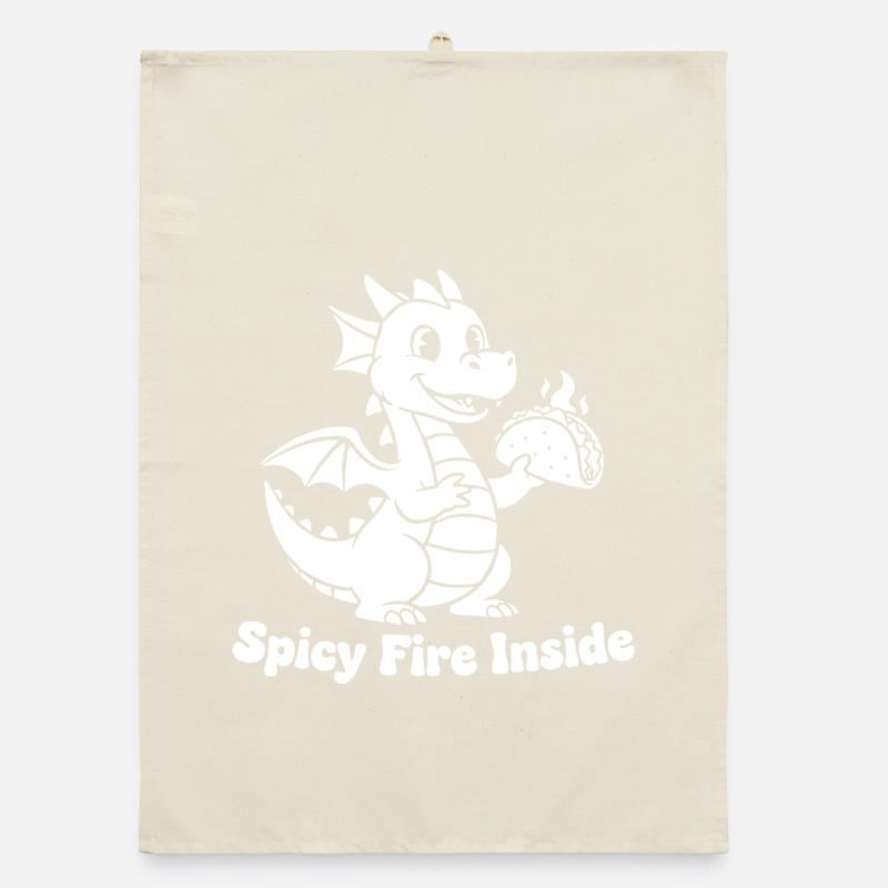 Flaming Dragon Taco Design Organic dish towel