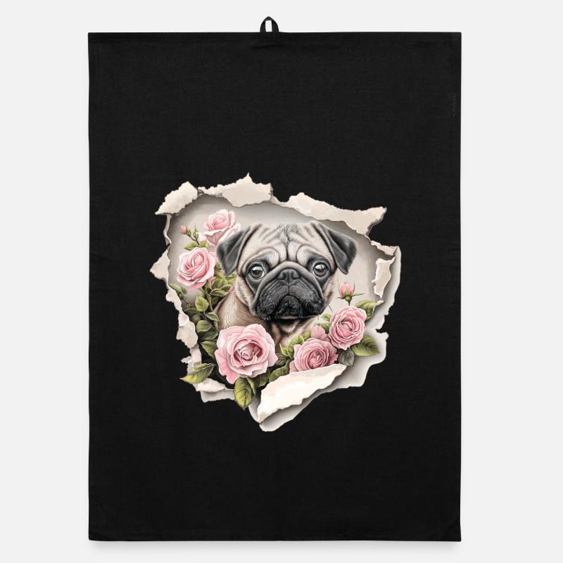 Fleurs de carlin vintage Torchon bio