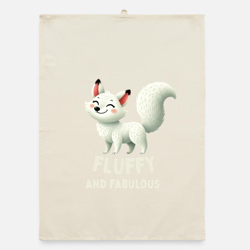Fluffy White Fox Organic dish towel