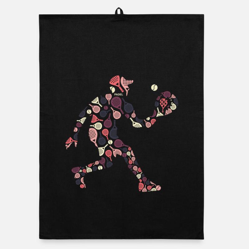 Retro Padel Player with Rackets Pattern Organic dish towel