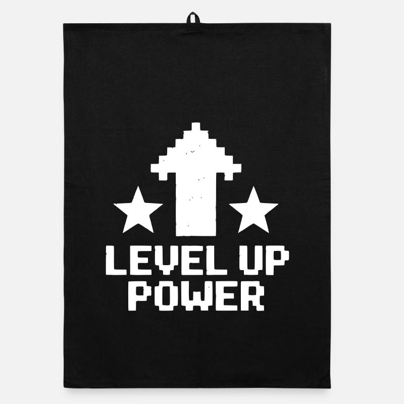  Level Up Power Pixel Art Organic Geschirrtuch