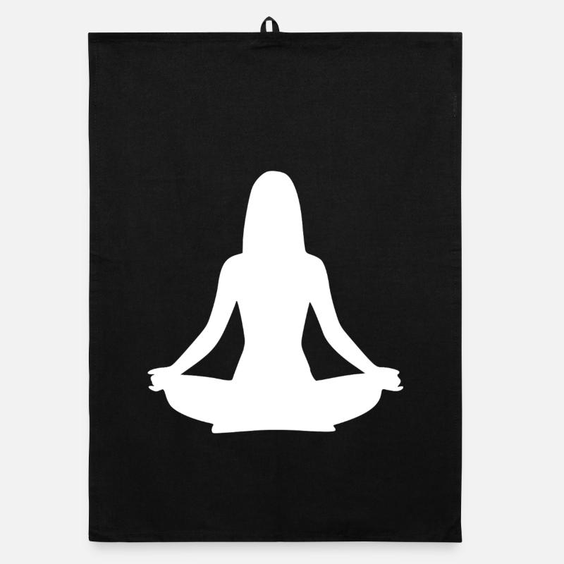 Formes de yoga Silhouettes Méditation blanche Torchon bio