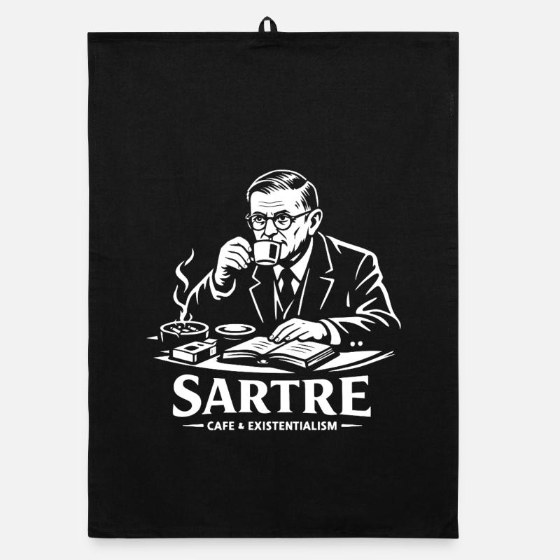 Sartre Café Existentialismus Organic Geschirrtuch