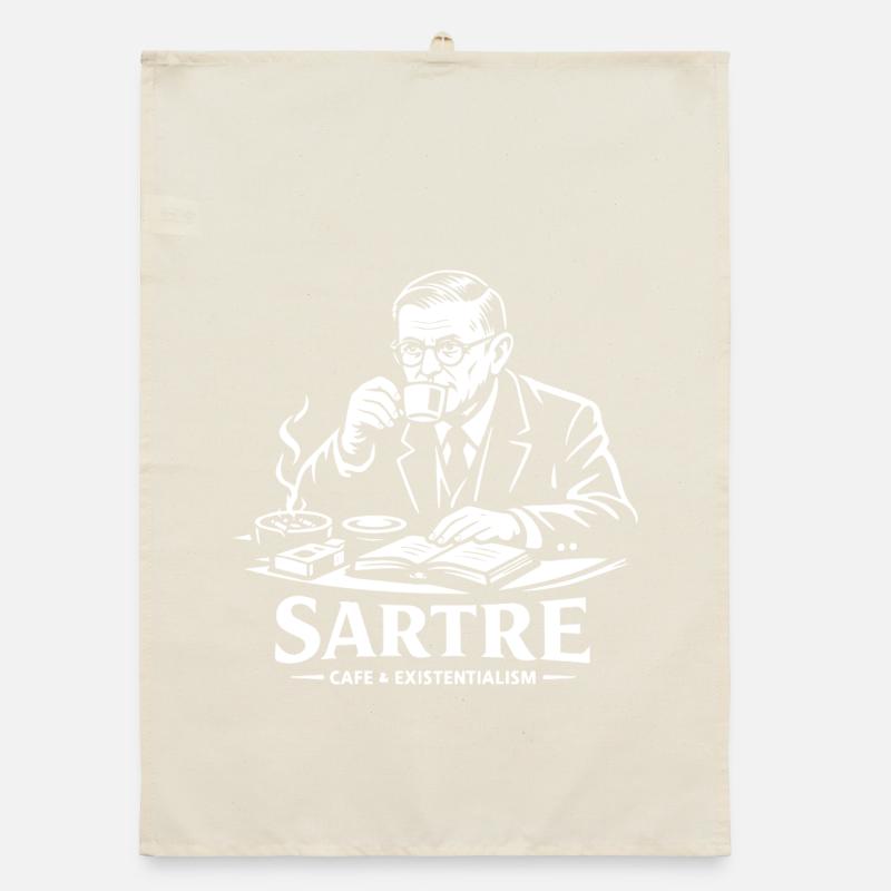 Sartre Café Existentialism Organic dish towel
