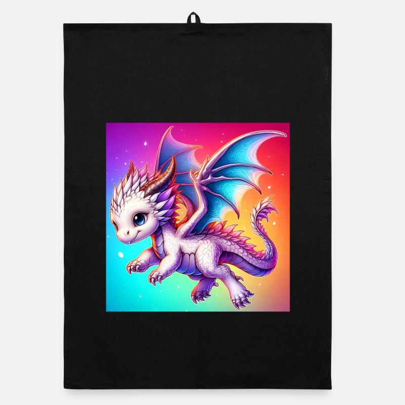 Drache - Organic Geschirrtuch - Schwarz