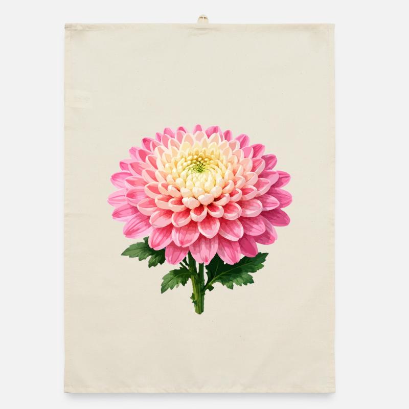 Pink Chrysanthemum Bloom Organic dish towel