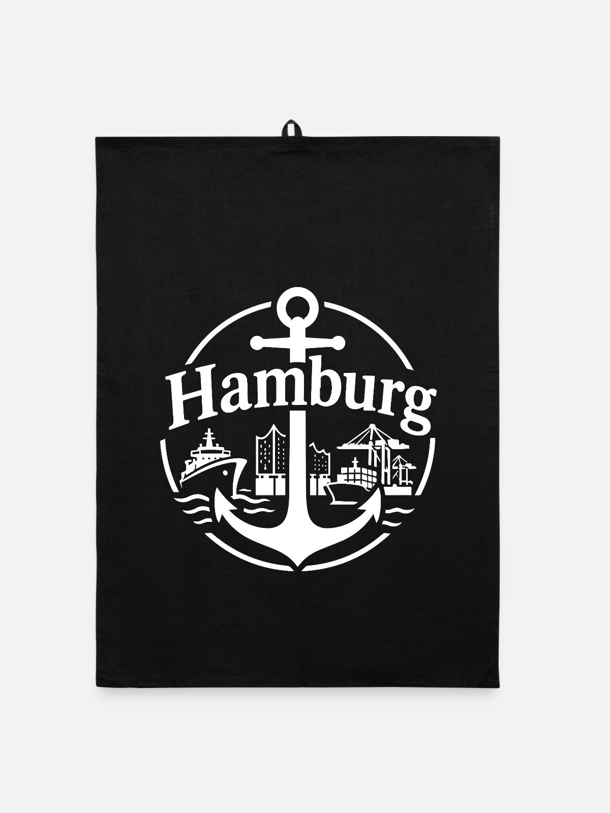 Hamburg - Organic Geschirrtuch - Schwarz - Vorne