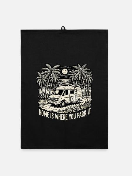 Camping Home Paradise - Organic Geschirrtuch - Schwarz - Vorne