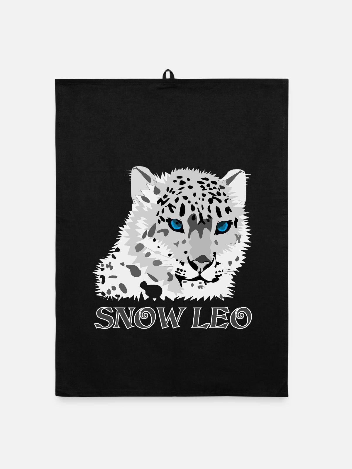 Schnee Leopard Raubkatze - Organic Geschirrtuch - Schwarz - Vorne
