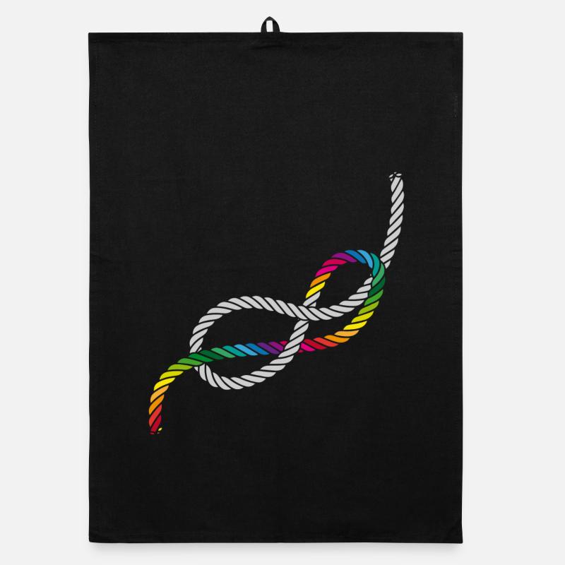 Eight knots or love knots in rainbow colors Organic dish towel