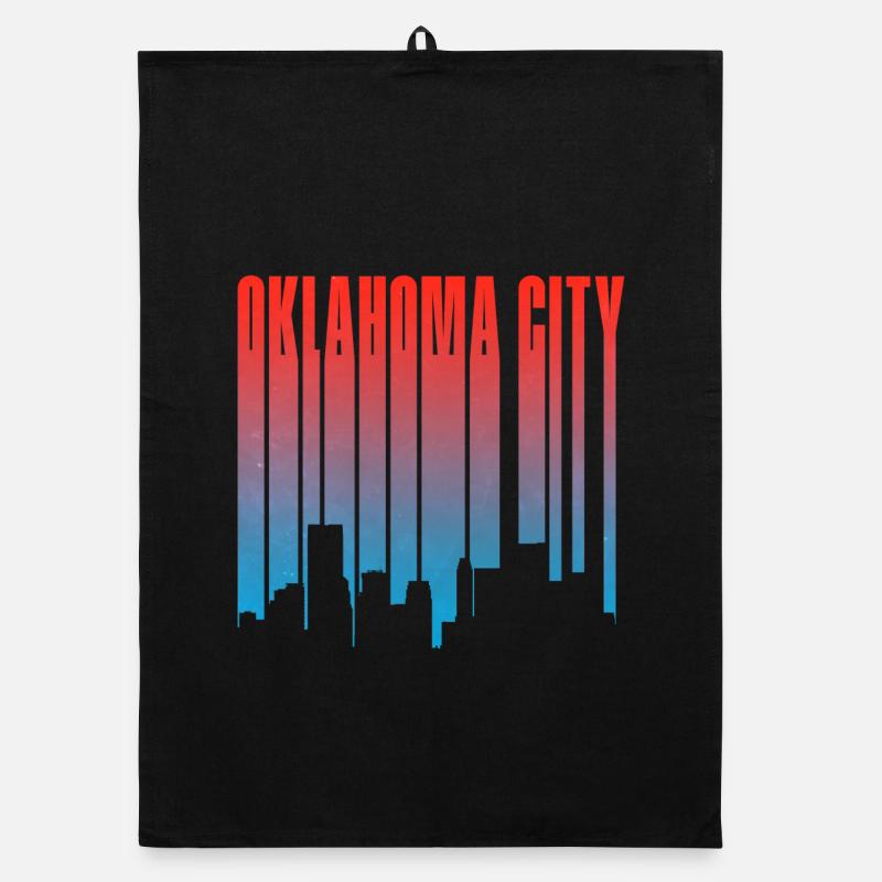 Oklahoma City Skyline Gradient Organic dish towel