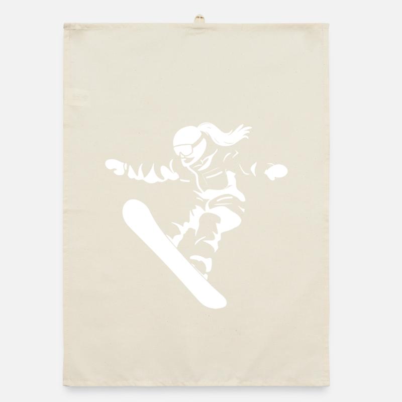 Dessin d’une snowboardeuse Torchon bio