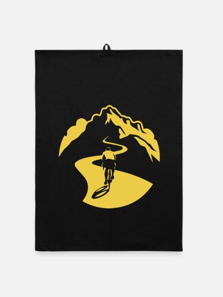 Cyclist on Mountain Road - Organic dish towel - black - Front