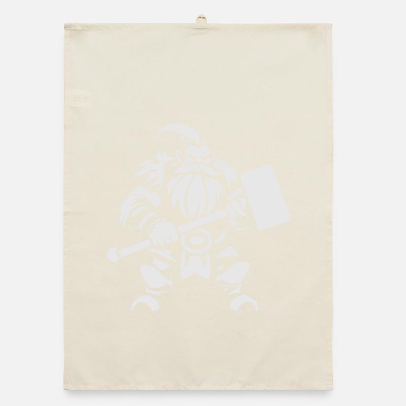 Dwarf Warrior With War Hammer Organic dish towel