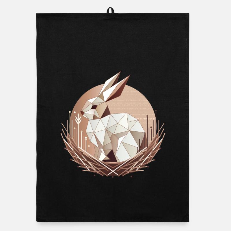 Geometric bunny in the nest – stylish Easter design Organic dish towel