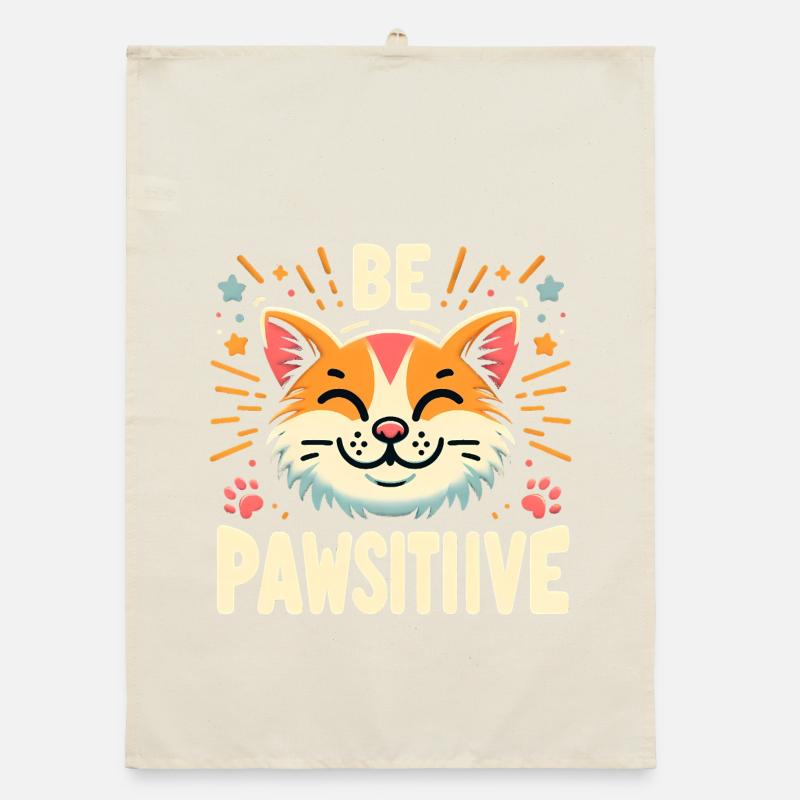 Be pawsitive cute cat Organic dish towel