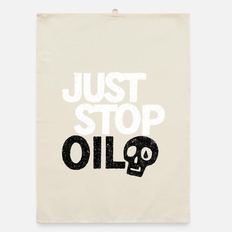 Bold 'Just Stop' Protest Graphic Organic dish towel