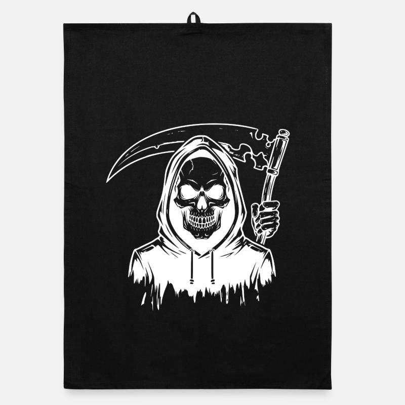 Grim Reaper Skull Design Organic Geschirrtuch