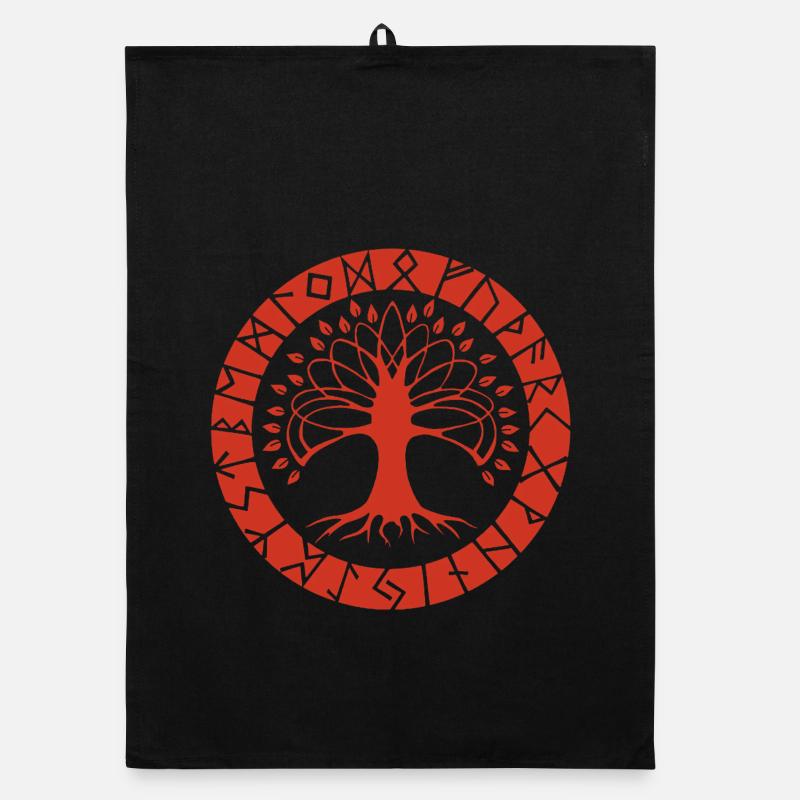 Arbre runique rouge Torchon bio