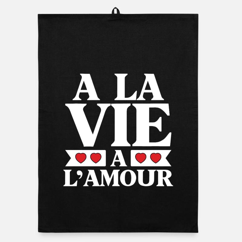 La Vie et L'Amour Coeurs Rouges Torchon bio