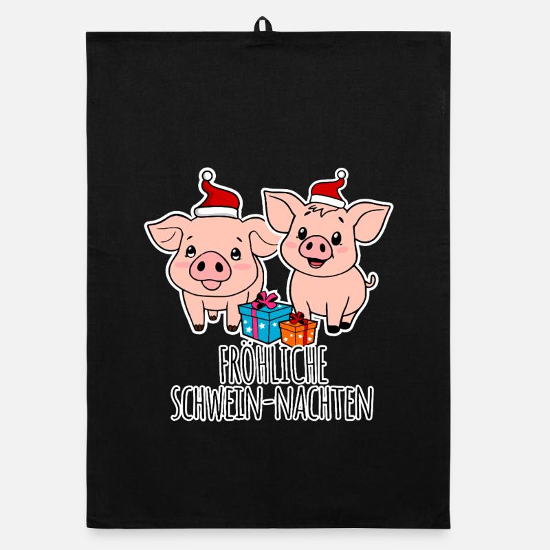 Pig Christmas, Happy Pig Nights! Organic dish towel
